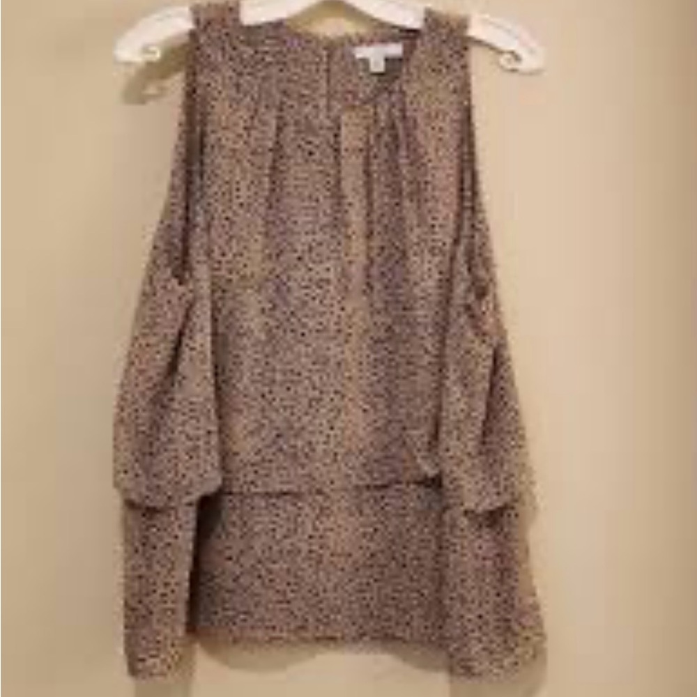 H by Halston Beige Patterned Blouse